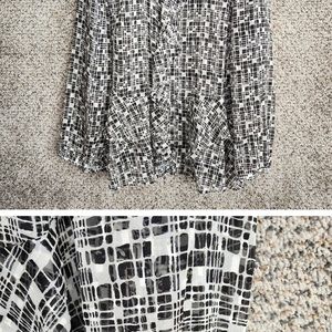 Chicos Womens 3 US XL Blouse Printed Ruffle Long Sleeve Sheer Black White Casual